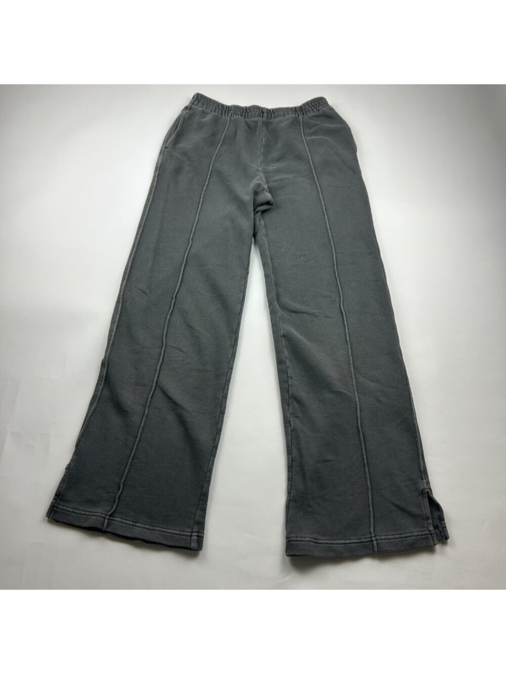 Aerie Washed Charcoal Fleece Wide Leg Sweatpants XS